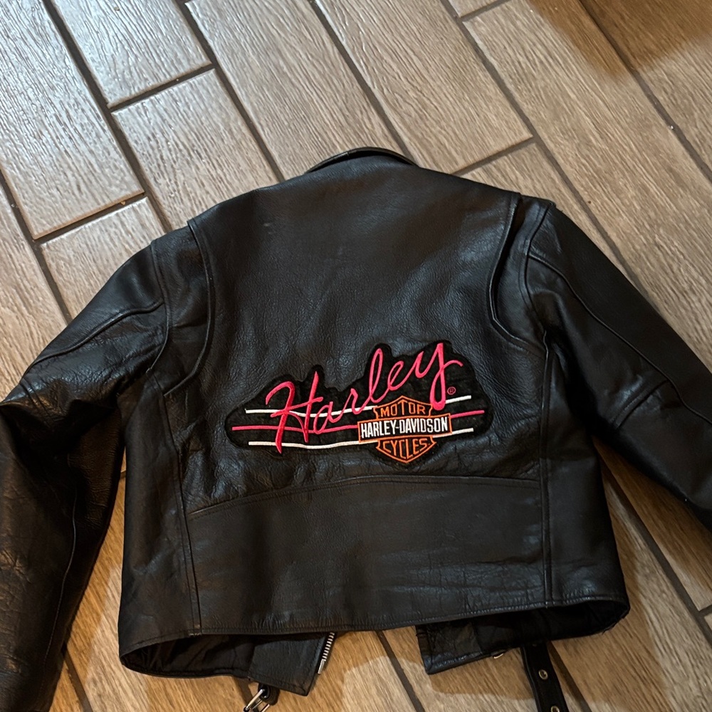 Vintage Harley-Davidson Black Leather Biker Jacket